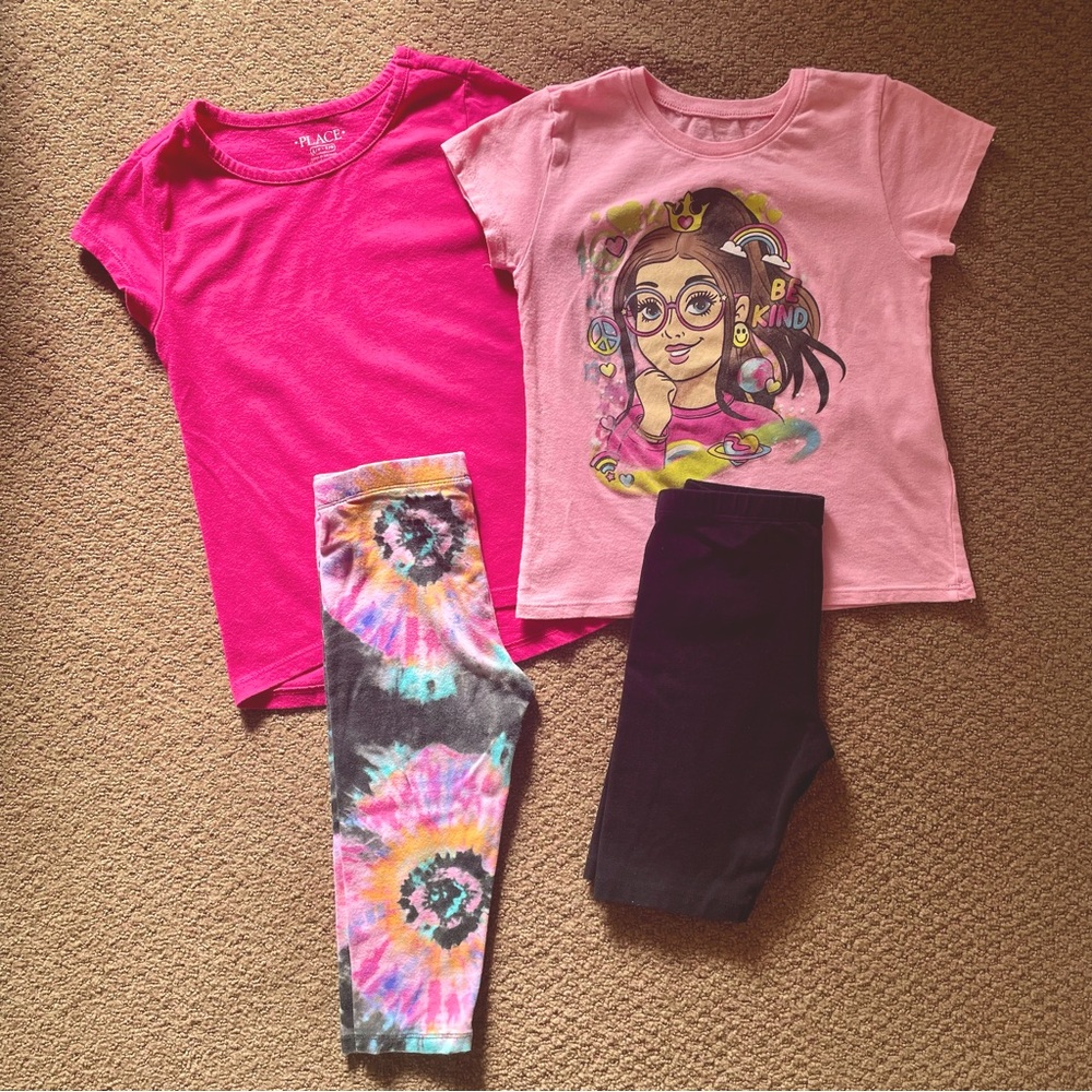 Bundle of 4-Little Girl’s Shirts and Shorts-Size 5